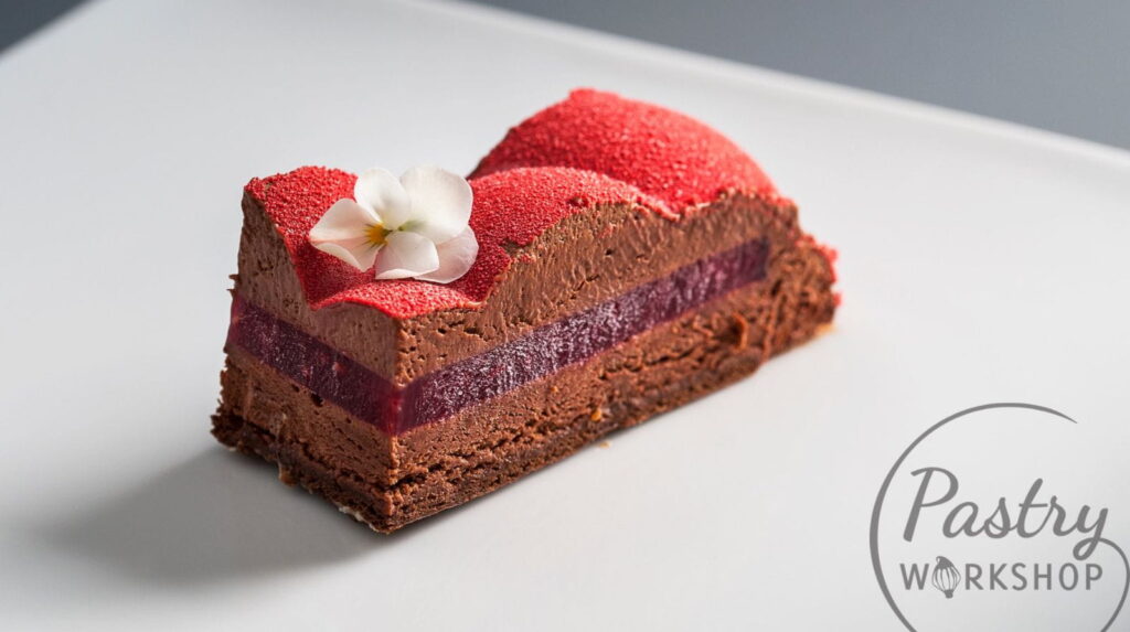 Entremet Rouge cu ciocolata neagra si zmeura